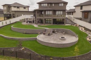 Martensville landscaped backyard